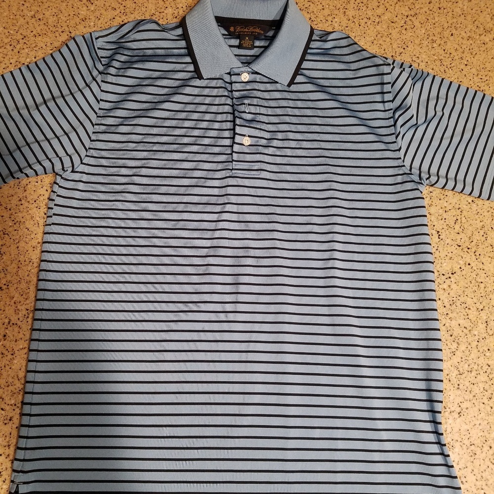 Men's Brooks Brothers Blue Golf Striped Polo Shirt